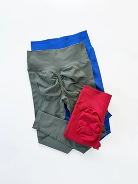 لگ ورزشی سیملس کبریتی پشت چروک کمر خط‌دار