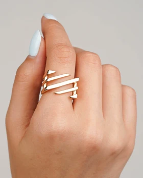 انگشتر خط رنگ طلایی برند ژوپینگ سایز 7