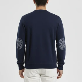 پلیور بافت یقه گرد طرح دار سرمه‌ای