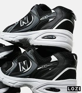 کفش کتانی زنانه و مردانه مشکی طوسی سفید NEW BALANCE 530 مدل 6625