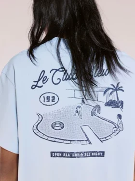 تیشرت آستین کوتاه آبی روشن / برند اچ اند ام H&M / قالب LOOSE FIT پشت طرح دار