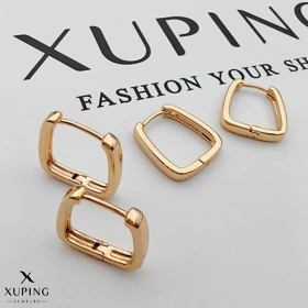 گوشواره ژوپینگ مدل «مستطیل صیقلی» | حلقه‌ای مدرن با جلای آینه‌ای