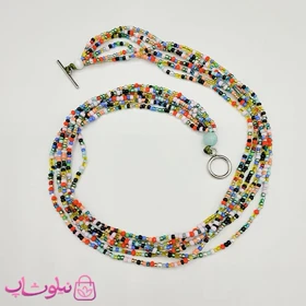 گردنبند زنانه دستساز برند N&SH با مهره های رنگی 6 لاین کد 175