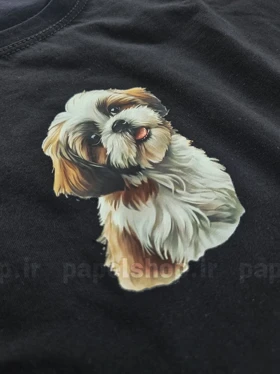 تیشرت کراپ یقه گرد مشکی طرح دار