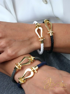 دستبند زنانه چرمی نگین‌دار کد B2223