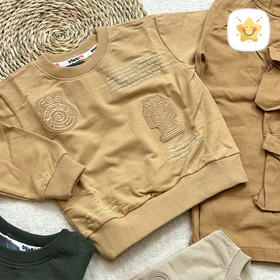 بلوز شلوار پسرانه کتان کارگو جنس فوق العاده عالی مناسب 2 تا 10 سال