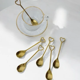 قاشق دسر خوری‌طلایی طرح قلب