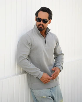 سلانیک نیم‌زیپ یقه‌ایستاده مردانه