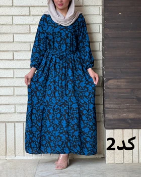 پیراهن نخی طرح گل‌دار #7057