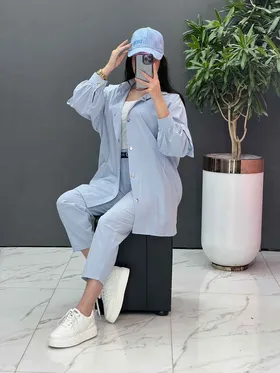 ست مانتو شلوار لینن کمربند Dior