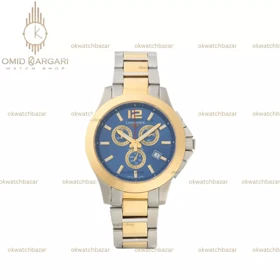 ساعت مچی لونژین کورنوگراف صفحه سرمه ای بند سیلور طلایی Longines