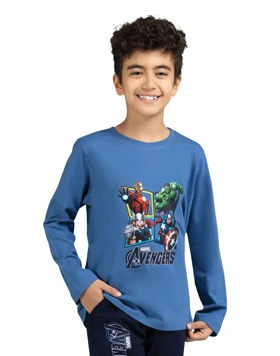 تیشرت پسرانه آستین بلند پنبه طرح قهرمان