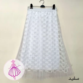 دامن پلیسه گیپور شاینی وارداتی (سفید)