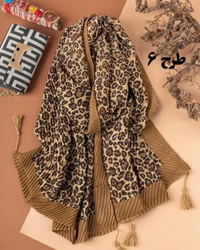 شال پلیسه طرحدار وارداتی مشکی و کرم 3512
