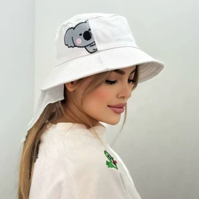 کلاه باکت کتان گلدوزی طرح کوالا