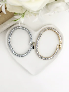 دستبند تنیسی طلایی وسیلور زنانه 895