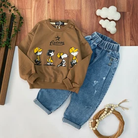 بلوز و شلوار لی مدل اسنوپی رنج8سال