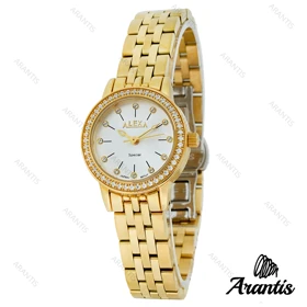 ساعت الکسا A2006 طلایی صفحه سفید دورنگین w-10099