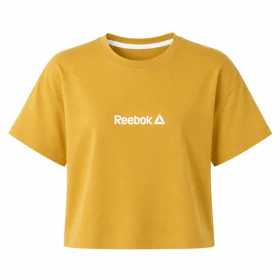 کراپ آستین کوتاه طرح Reebok (زرد خردلی)