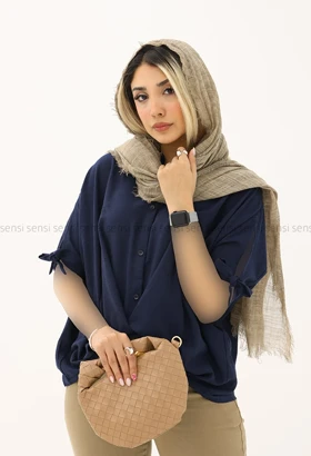 شومیز جلو پیج آستین بندی کد 1005460