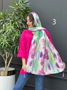 شال آبرنگی منگوله‌دار