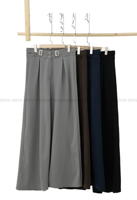 شلوار کتان کج راه سگک نما کد1004537