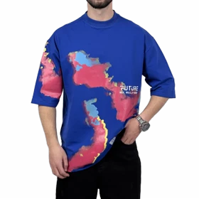 تیشرت آستین کوتاه مردانه آبی دونخ مدل MAP