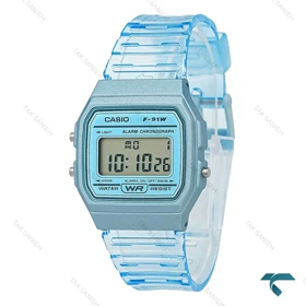 ساعت کاسیو F-91WS-2 نوستالژی آبی شیشه ای Casio-7649-U