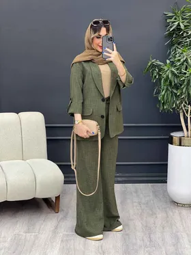 ست مانتو و شلوار دو دکمه سودا