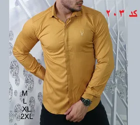 پیراهن ساده مردانه رنگ خردلی