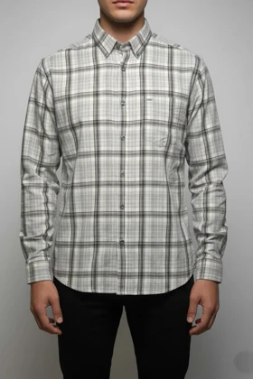 پیراهن مردانه چهارخانه آستین بلند نخ پنبه شیک 418