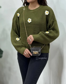 پلیور بافت زنانه گل