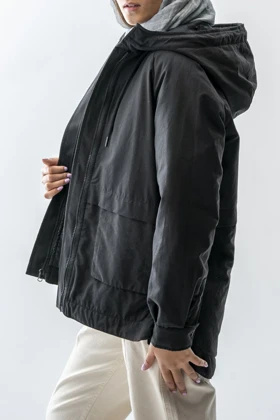 بارانی کلاه دار آستین رگلان زنانه