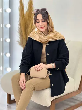 کت کتان رنگی برش‌دار دو جیب