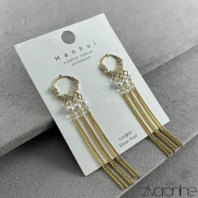 گوشواره زنانه مدل آبشاری نگین‌دار 20365