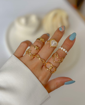 انگشتر پکی قلب و مروارید ring pack
