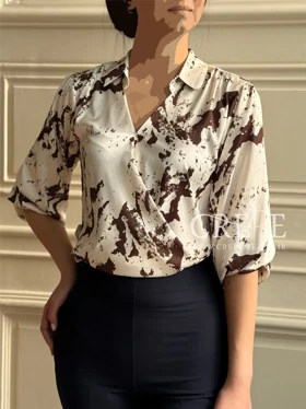 شومیز ساتن سیلک آستین عروسکی