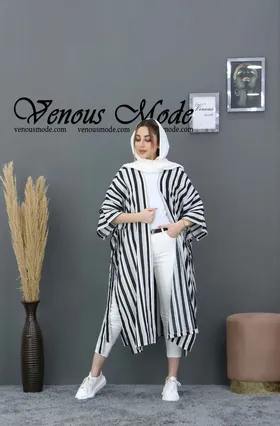 مانتو بلند نخی راه راه