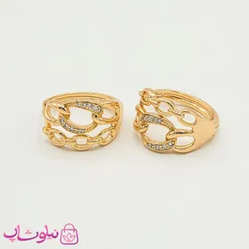 گوشواره حلقه‌ای پهن ژوپینگ نگین‌دار