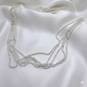 زنجیر استیل نقره‌ای مدل «خاویاری» (بافت پرانعطاف) | درخشان و اقتصادی