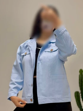 کت کراپ زنانه اسپرت پاییزه کتان جیب‌دار