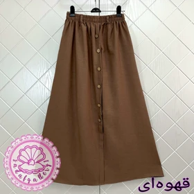 دامن لینن دکمه چوبی بلند