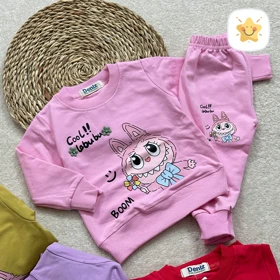 بلوز شلوار دخترانه جنس پنبه لبوبو برند DENIZ مناسب 9 ماه تا 2 سال