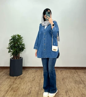 مانتو جین یقه دار نیایش