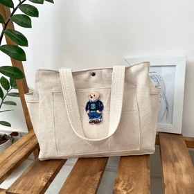 توت بگ کرمی طرح polo bear ساک پارچه ای سایز اسمال