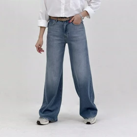 شلوار جین بگی طوسی آبی