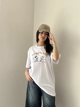 تیشرت لانگ میکی موس سفید هیمه استایلیش