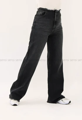 شلوار جین wide legلبه ریش کد1003049
