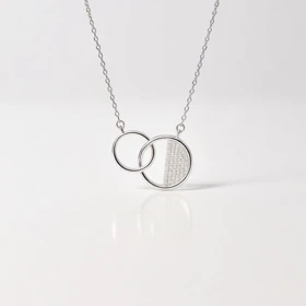 گردنبند نقره 925 اصل زنانه مدل حلقه مینیمال نگین‌دار