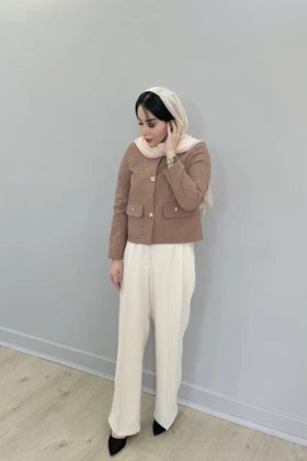 کراپ کت ژاکارد